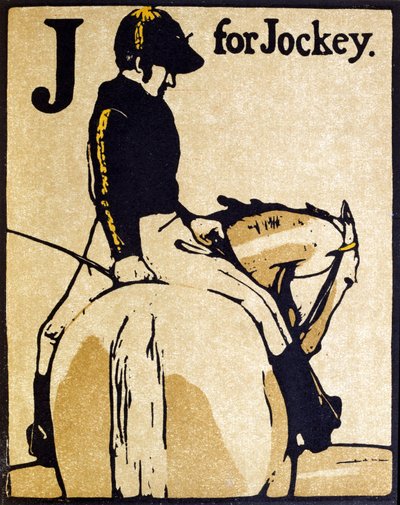 J de Jockey, ilustración de "An Alphabet", publicado por William Heinemann de William Nicholson