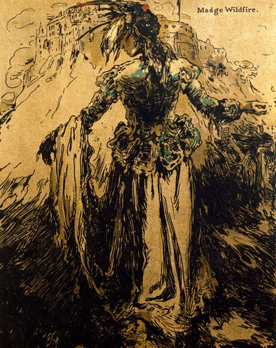 Madge Wildfire, ilustración de "Characters of Romance", publicada por primera vez en 1900 (litografía en color) de William Nicholson
