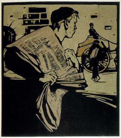 Newspaper Crier, London - en "Types of London", de William Nicholson (1872-1949), ed Floury de William Nicholson