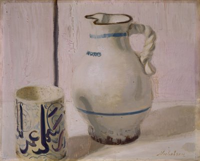 Naturaleza muerta rosa con jarra de William Nicholson