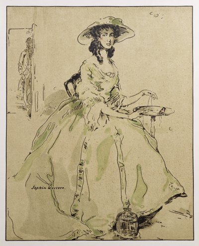 Sophia Western, ilustración de "Characters of Romance", publicada por primera vez en 1900 (litografía en color) de William Nicholson