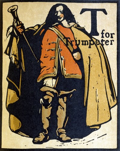 T de trompetista, ilustración de "An Alphabet", publicado por William Heinemann de William Nicholson