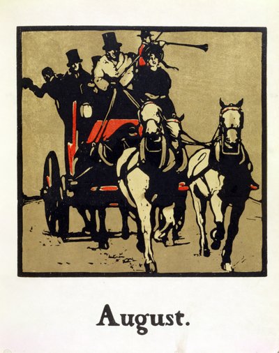 El mes de agosto, de "Un almanaque de doce deportes", con palabras de Rudyard Kipling, publicado por primera vez por William Heinemann de William Nicholson