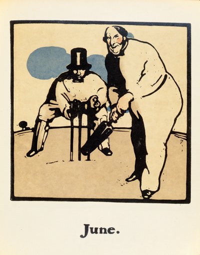 El mes de junio, de "Un almanaque de doce deportes", con palabras de Rudyard Kipling, publicado por primera vez por William Heinemann de William Nicholson