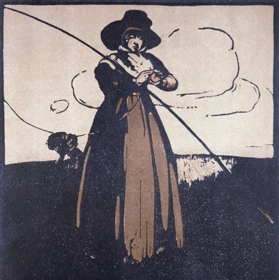 El mes de mayo: La pesca con mosca, de "An Almanac of Twelve Sports", con palabras de Rudyard Kipling, publicado por primera vez por William Heinemann de William Nicholson