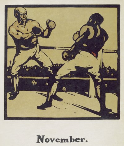 El mes de noviembre, de "Un almanaque de doce deportes", con palabras de Rudyard Kipling, publicado por primera vez por William Heinemann de William Nicholson