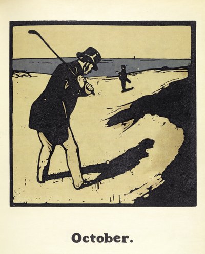 El mes de octubre, de "Un almanaque de doce deportes", con palabras de Rudyard Kipling, publicado por primera vez por William Heinemann de William Nicholson