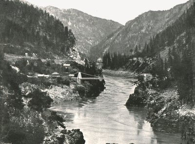 Las Rocosas: el Cañón Frazer y el Puente de la Carretera Cariboo, cerca de Spuzzum, Canadá, 1895 de William Notman and Son