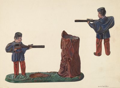 Soldado de la Guerra Civil y Banco de Tronco de Árbol, c. 1937 de William O. Fletcher