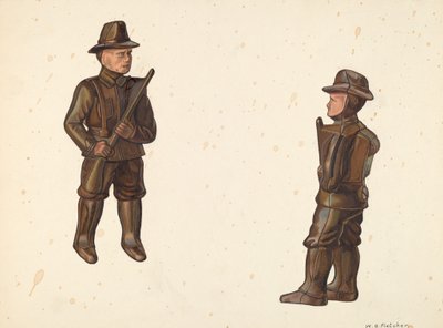 Banco de monedas de soldado en caqui, c. 1938 de William O. Fletcher