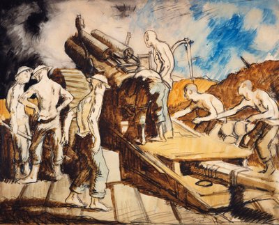 El obús en acción, c.1917 de William Orpen