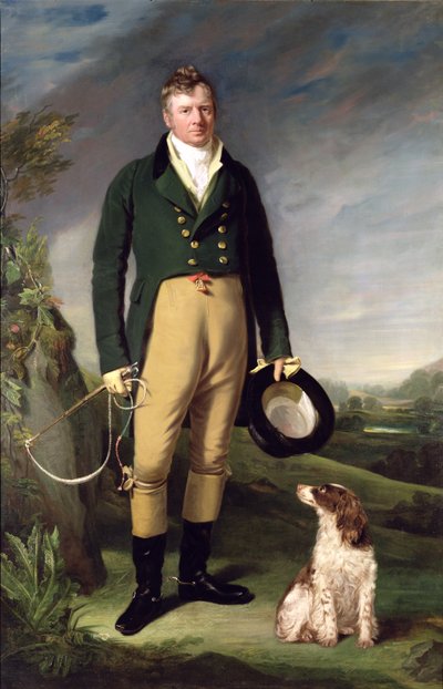 Un hombre desconocido con su perro de William Owen