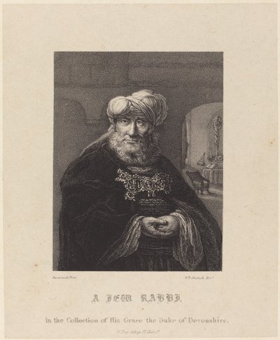 Un Rabino Judío de William P. Sherlock after Rembrandt van Rijn