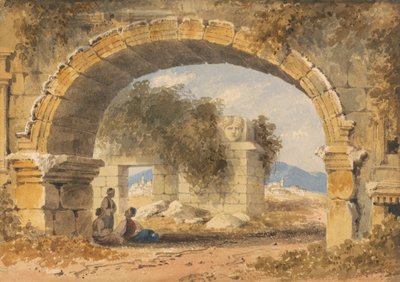 Figuras sentadas bajo un arco de piedra de William Page