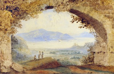 Figuras griegas bajo un arco en ruinas (acuarela) de William Page