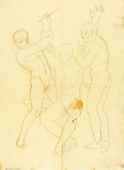 Moisés, Aarón y Hur en el monte Horeb (estudio de desnudos) de William Page