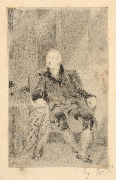 Hombre sentado vestido del siglo XVIII de William Page