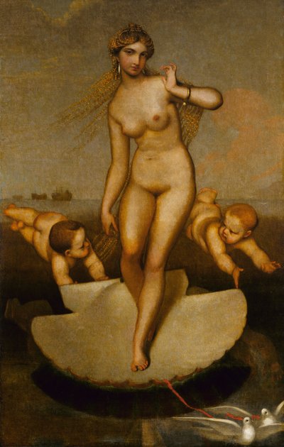 Venus guía a Eneas y a los troyanos a la costa latina de William Page