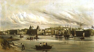 Greenwich y el Dreadnought (litografía) de William Parrott