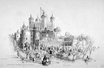 El Alcalde Thomas Johnson y su séquito embarcando desde la Torre de Londres de William Parrott