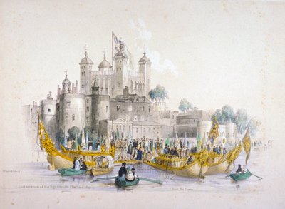 El alcalde Thomas Johnson y su séquito embarcando desde la Torre de Londres de William Parrott