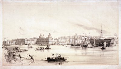 Vista de Greenwich a través del río Támesis, Londres, c1841 de William Parrott
