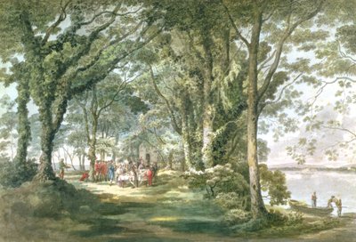 Paisaje con figuras en una comida al aire libre, 1760-1782 de William Pars