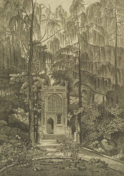 Vista de la capilla en el jardín de Strawberry Hill, grabado por Godfrey, 1784 de William Pars