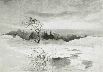 Paisaje con Agua y Árbol Azotado por el Viento de William Parsons Winchester  Dana