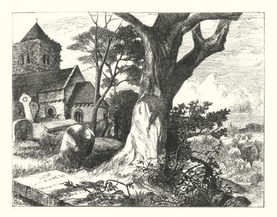 El cementerio del pueblo (grabado) de William Paton Burton
