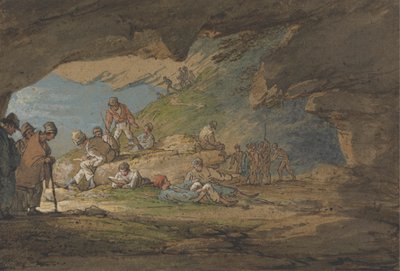 Una cueva a la luz del sol, con figuras de William Payne