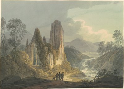 Una abadía en ruinas junto a una cascada de William Payne
