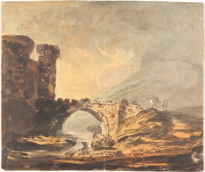 Paisaje con un Castillo y un Puente de William Payne