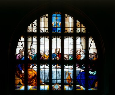 Detalle de la ventana de la capilla que representa "La última cena de Nuestro Salvador". de William Peckitt