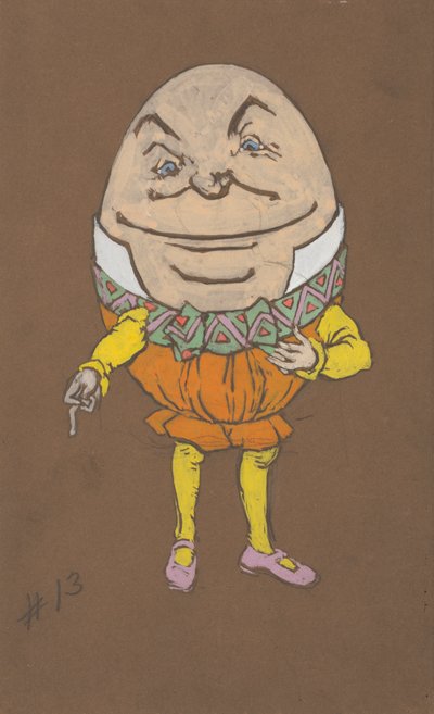 Diseño de vestuario de Humpty Dumpty para Alicia en el País de las Maravillas de William Penhallow Henderson