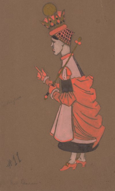 Diseño de vestuario de la Reina Roja para Alicia en el País de las Maravillas de William Penhallow Henderson