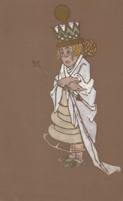 Diseño de vestuario de la Reina Blanca para Alicia en el País de las Maravillas de William Penhallow Henderson
