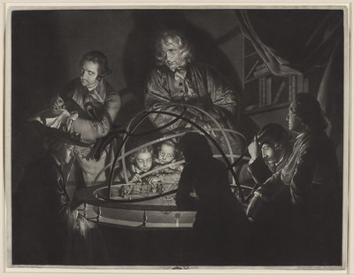 Un filósofo dando una conferencia en el planetario, después de Joseph Wright de Derby (1734-97) de William Pether
