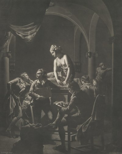 Una academia a la luz de la lámpara, 20 de febrero de 1772 de William Pether