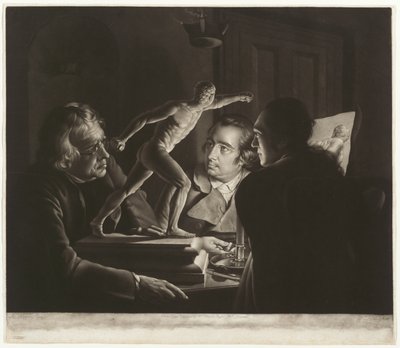 Tres personas viendo al gladiador a la luz de las velas de William Pether