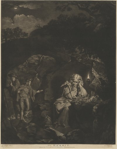 Un ermitaño de William Pether after Joseph Wright
