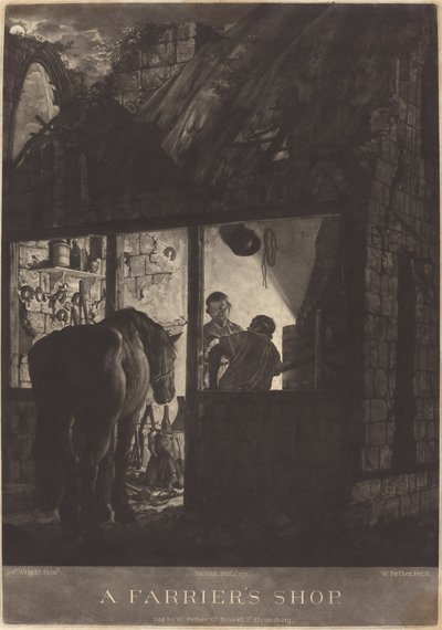 La Tienda del Herrero de William Pether after Joseph Wright of Derby