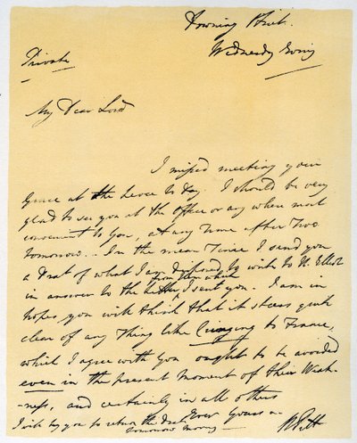 Carta de William Pitt El Joven, octubre 1790 de William Pitt