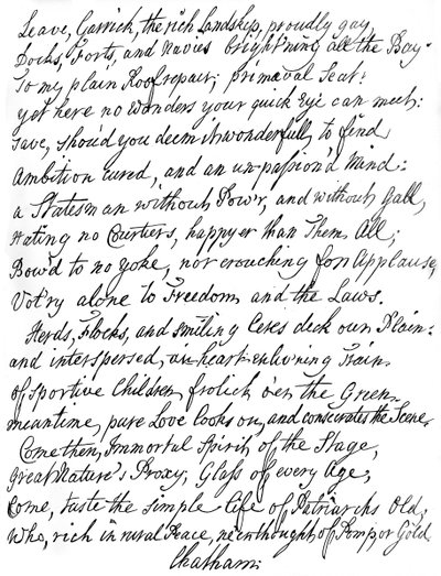 Poema de Lord Chatham a David Garrick, siglo XVIII, 1840 de William Pitt