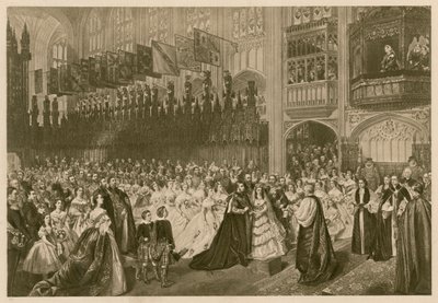 Matrimonio del Príncipe de Gales y la Princesa Alexandra de Dinamarca, Capilla de San Jorge, Castillo de Windsor de William Powell (after) Frith