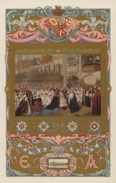 La boda del futuro rey Eduardo VII y la reina Alexandra, en la Capilla de San Jorge, Windsor, el 10 de marzo de 1863 de William Powell (after) Frith