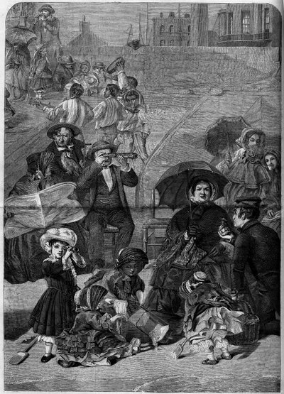 Inglaterra victoriana: turistas en la playa de Ramsgate, Inglaterra de William Powell (after) Frith
