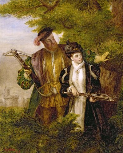 El rey Enrique y Ana Bolena cazando ciervos en el bosque de Windsor, 1903 de William Powell Frith