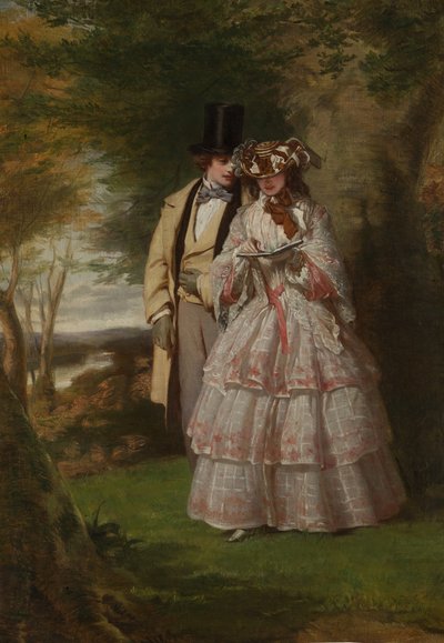 Las dos figuras centrales en Derby Day de William Powell Frith