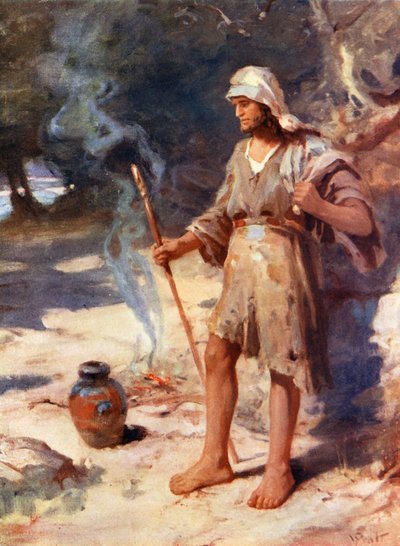 Juan el Bautista, Mateo iii, 3, 4 (litografía en color) de William Pratt